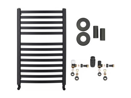 CERANO - Koupelnový radiátorový set Paolo - ústřední vytápění - boční připojení - 568W - černá matná - 850x550 mm