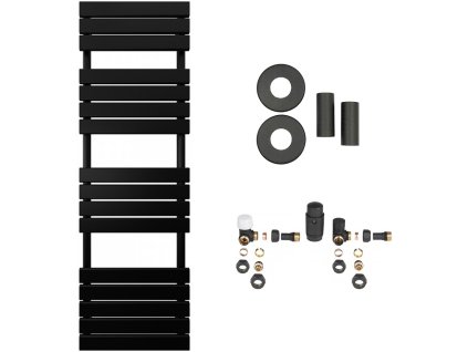 CERANO - Koupelnový radiátorový set Claude - ústřední vytápění - boční připojení - 866W - černá matná - 1600x500 mm