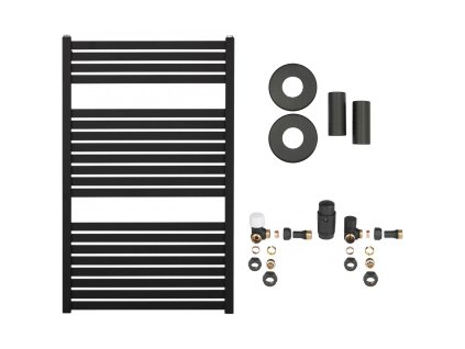 CERANO - Koupelnový radiátorový set Vincenzo - ústřední vytápění - boční připojení - 400W - černá matná - 970x600 mm