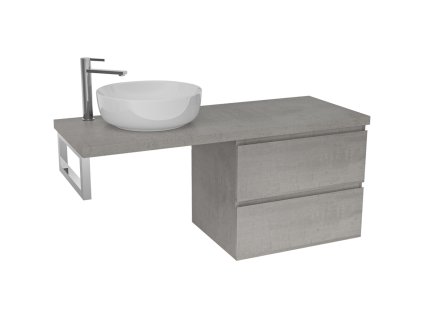 CERANO - Deska pod umyvadlo Navira Pro - 121x46,5x3,6 cm - skříňka Carole 59 cm - betonově šedá - konzole chrom
