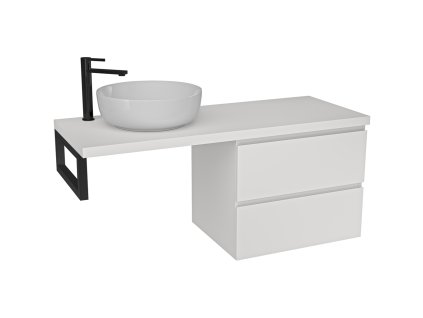 CERANO - Deska pod umyvadlo Navira Pro - 121x46,5x3,6 cm - skříňka Carole 59 cm - bílá matná - konzole černá