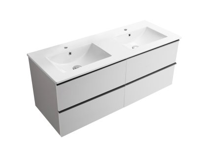 CERANO - Koupelnová skříňka pod umyvadlo s úchytkou Velora + keramické umyvadlo Todo - bílá matná, černá úchytka - 119x49,8x45,2 cm