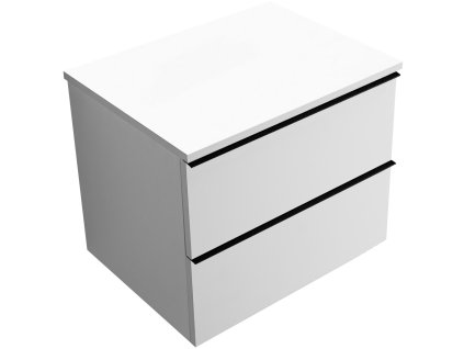 CERANO - Koupelnová skříňka pod umyvadlo s úchytkou/deskou pod umyvadlo Velora - 18 mm - bílá matná, černá úchytka - 59x49,8x46 cm