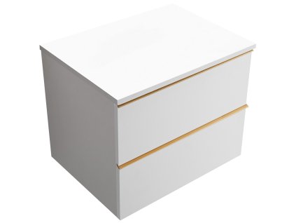 CERANO - Koupelnová skříňka pod umyvadlo s úchytkou/deskou pod umyvadlo Velora - 18 mm - bílá matná, zlatá úchytka - 59x49,8x46 cm