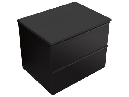 CERANO - Koupelnová skříňka pod umyvadlo s úchytkou/deskou pod umyvadlo Velora - 18 mm - černá matná, černá úchytka - 59x49,8x46 cm