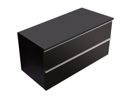 CERANO - Koupelnová skříňka pod umyvadlo s úchytkou/deskou pod umyvadlo Velora - 18 mm - černá matná, chromová úchytka - 99x49,8x46 cm