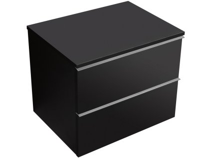 CERANO - Koupelnová skříňka pod umyvadlo s úchytkou/deskou pod umyvadlo Velora - 18 mm - černá matná, chromová úchytka - 59x49,8x46 cm