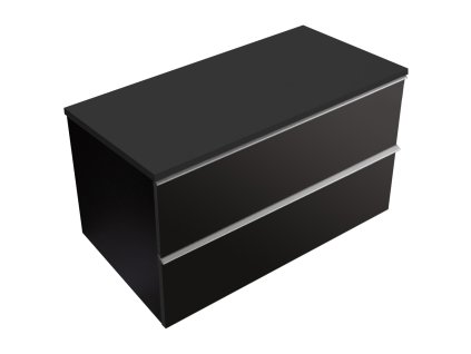 CERANO - Koupelnová skříňka pod umyvadlo s úchytkou/deskou pod umyvadlo Velora - 18 mm - černá matná, chromová úchytka - 79x49,8x46 cm
