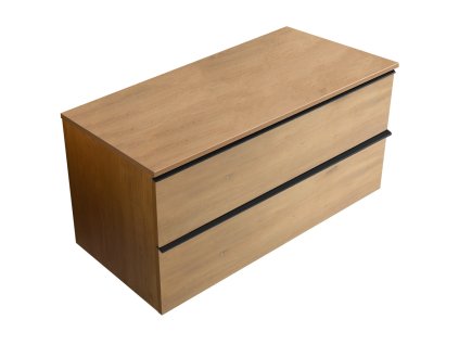 CERANO - Koupelnová skříňka pod umyvadlo s úchytkou/deskou pod umyvadlo Velora - 18 mm - dub medový, černá úchytka - 99x49,8x46 cm