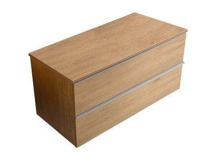 CERANO - Koupelnová skříňka pod umyvadlo s úchytkou/deskou pod umyvadlo Velora - 18 mm - dub medový, chromová úchytka - 99x49,8x46 cm
