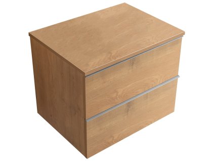 CERANO - Koupelnová skříňka pod umyvadlo s úchytkou/deskou pod umyvadlo Velora - 18 mm - dub medový, chromová úchytka - 59x49,8x46 cm