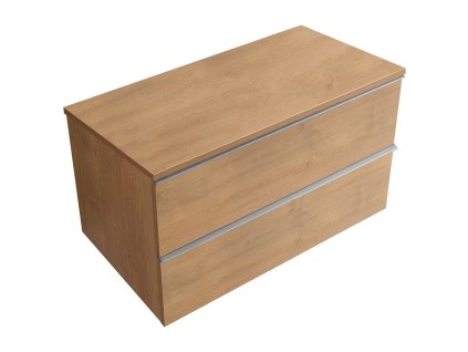 CERANO - Koupelnová skříňka pod umyvadlo s úchytkou/deskou pod umyvadlo Velora - 18 mm - dub medový, chromová úchytka - 79x49,8x46 cm