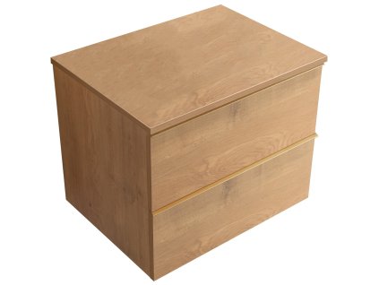 CERANO - Koupelnová skříňka pod umyvadlo s úchytkou/deskou pod umyvadlo Velora - 18 mm - dub medový, zlatá úchytka - 59x49,8x46 cm