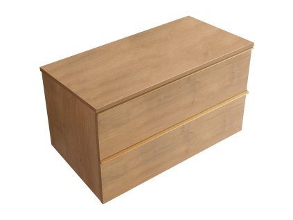 CERANO - Koupelnová skříňka pod umyvadlo s úchytkou/deskou pod umyvadlo Velora - 18 mm - dub medový, zlatá úchytka - 79x49,8x46 cm