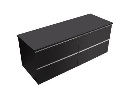 CERANO - Koupelnová skříňka pod umyvadlo s úchytkou/deskou pod umyvadlo Velora - 18 mm - černá matná, chromová úchytka - 158x49,8x45,2 cm