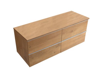 CERANO - Koupelnová skříňka pod umyvadlo s úchytkou/deskou pod umyvadlo Velora - 18 mm - dub medový, chromová úchytka - 158x49,8x45,2 cm