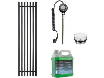CERANO - Koupelnový elektrický radiátorový set Valerio - WIFI - 900W - černá matná - 1560x390 mm