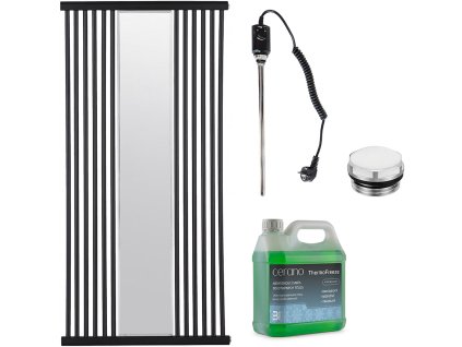 CERANO - Koupelnový elektrický radiátorový set Maximus - 600W - černá matná - 1510x740 mm