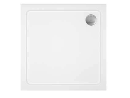 CERANO - Sprchová vanička z litého mramoru čtvercová Piato - bílá lesklá - 70x70 + výškově nastavitelné/samolepící nožky - modrá/žlutá - set/8 ks