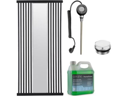CERANO - Koupelnový elektrický radiátorový set Maximus - WIFI - 600W - černá matná - 1510x740 mm