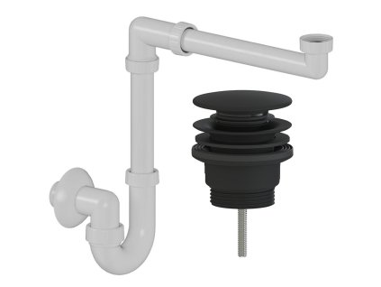CERANO - Sifon umyvadlový/nábytkový, místošetřící - DN32/250-700 mm - bílá s výpustí  click-clack - univerzální - plast - černá matná