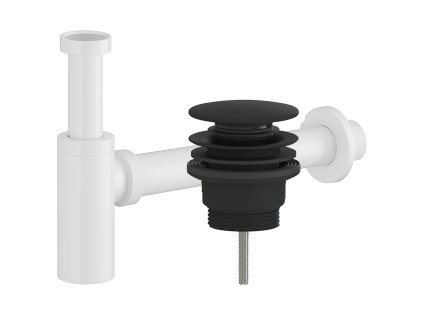 CERANO - Sifon umyvadlový - DN40/300mm - bílá lesklá s výpustí  click-clack - univerzální - plast - černá matná