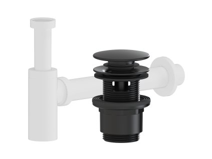 CERANO - Sifon umyvadlový - 5/4" - DN40/300 mm - bílá matná s výpustí click-clack s přepadem - plast - 35/50mm - černá matná