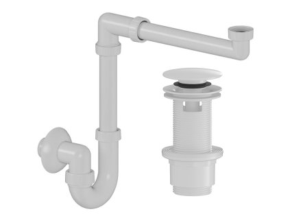 CERANO - Sifon umyvadlový/nábytkový, místošetřící - 5/4" - DN32/250-700 mm - s výpustí click-clack s přepadem - plast - 67/82mm - bílá lesklá