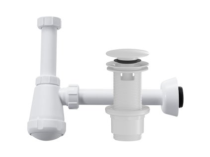 CERANO - Sifon umyvadlový - plast - DN32-50/250 mm - s výpustí click-clack s přepadem - plast - 67/82mm - bílá lesklá