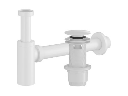 CERANO - Sifon umyvadlový - plast - DN40/300mm - s výpustí click-clack s přepadem - plast - 67/82mm - bílá lesklá