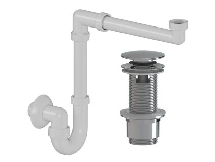 CERANO - Sifon umyvadlový/nábytkový, místošetřící - 5/4" - DN32/250-700 mm - bílá s výpustí click-clack s přepadem - plast - 67/82mm - chrom