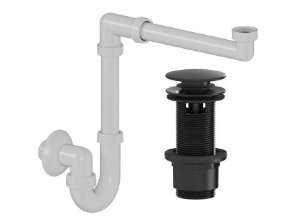 CERANO - Sifon umyvadlový/nábytkový, místošetřící - 5/4" - DN32/250-700 mm - bílá s výpustí click-clack s přepadem - plast - 67/82mm - černá matná