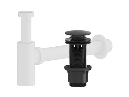 CERANO - Sifon umyvadlový - DN40/300 mm - bílá matná s výpustí click-clack s přepadem - plast - 67/82mm - černá matná