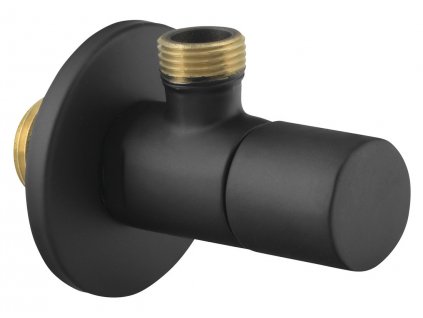Rohový ventil s rozetou, kulatý, 1/2"x 3/8" , černá mat
