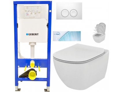 GEBERIT DuofixBasic s bílým tlačítkem DELTA21 + WC Ideal Standard Tesi se sedátkem SoftClose, AquaBlade 458.103.00.1 21BI TE1