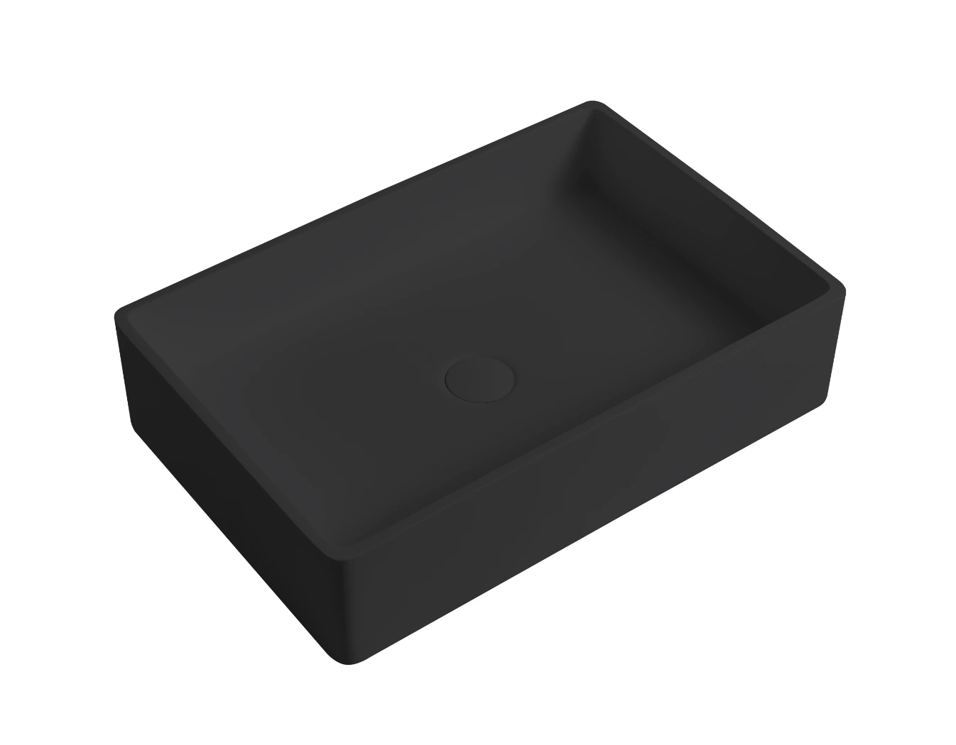 CERANO - Umyvadlo z litého mramoru Lacerta - na desku - černá matná - 60x40 cm