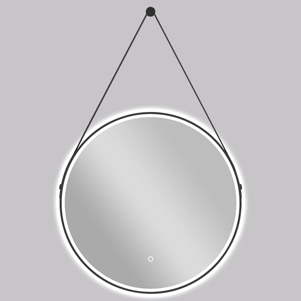 CERANO Koupelnové LED zrcadlo Rotondo, kovový rám - černá matná - Ø 60 cm