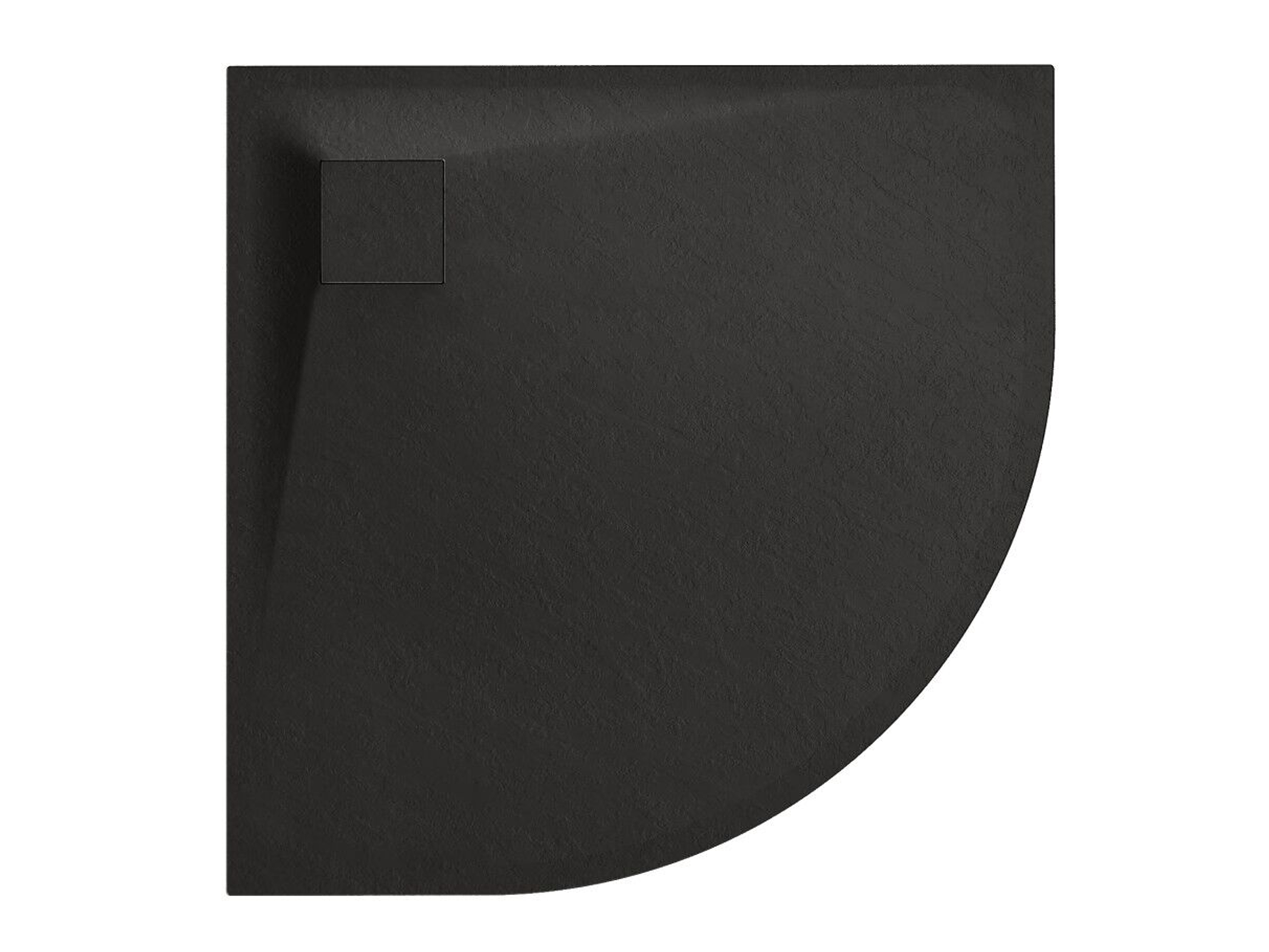 CERANO Sprchová vanička čtvrtkruhová Quarto - SMC/minerální kompozit - strukturovaná černá matná - 80x80x3 cm