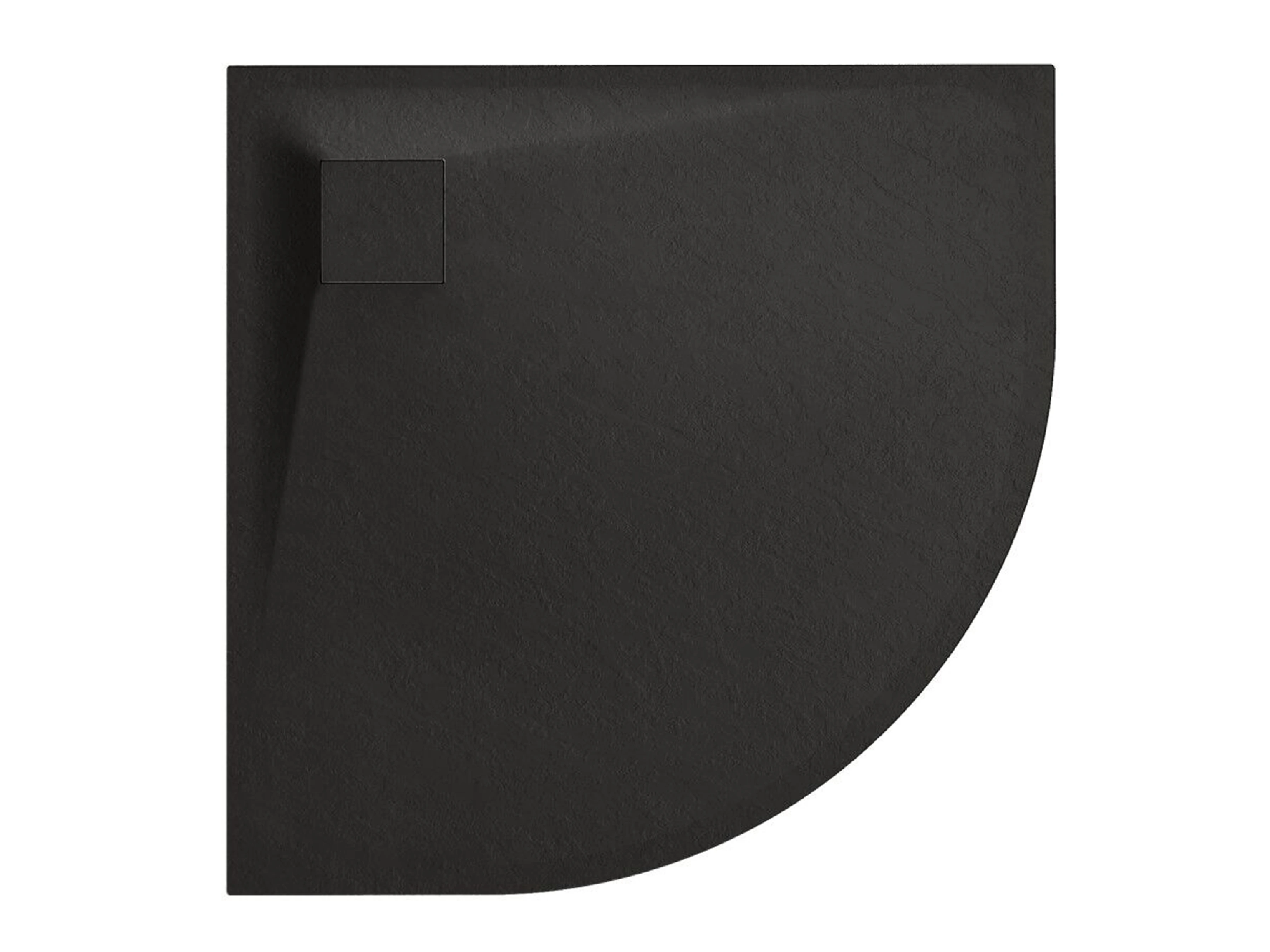 CERANO Sprchová vanička čtvrtkruhová Quarto - SMC/minerální kompozit - strukturovaná černá matná - 90x90x3 cm