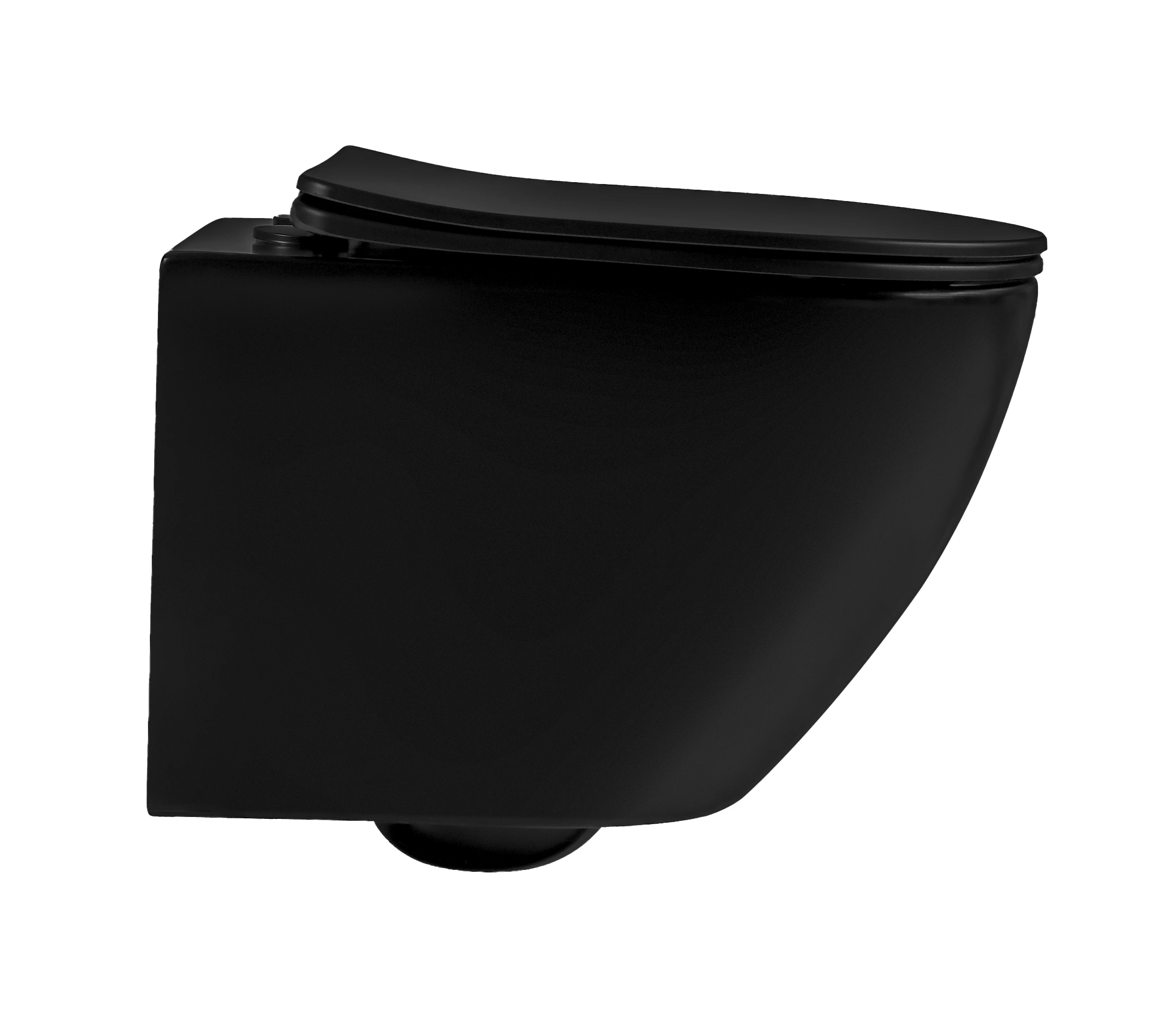 CERANO - WC závěsné Verde, Rimless + Slim/UF sedátko - černá matná - 49x36 cm