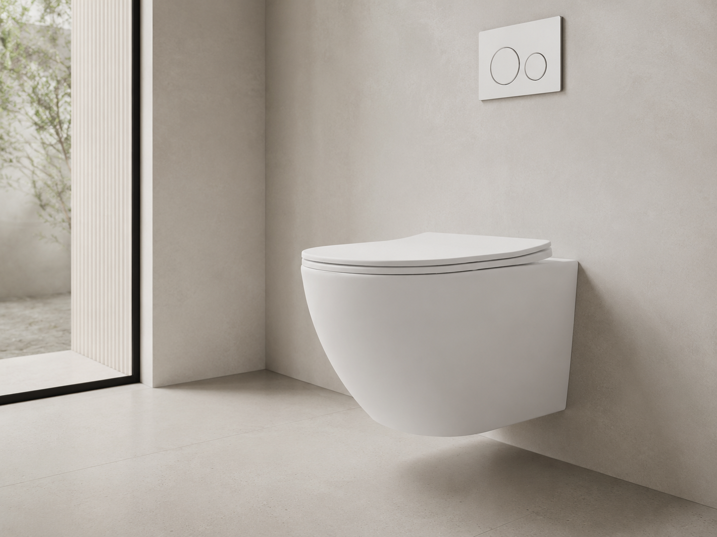 CERANO - WC závěsné Cesso, Rimless + Slim/UF sedátko - bílá matná - 49x36 cm