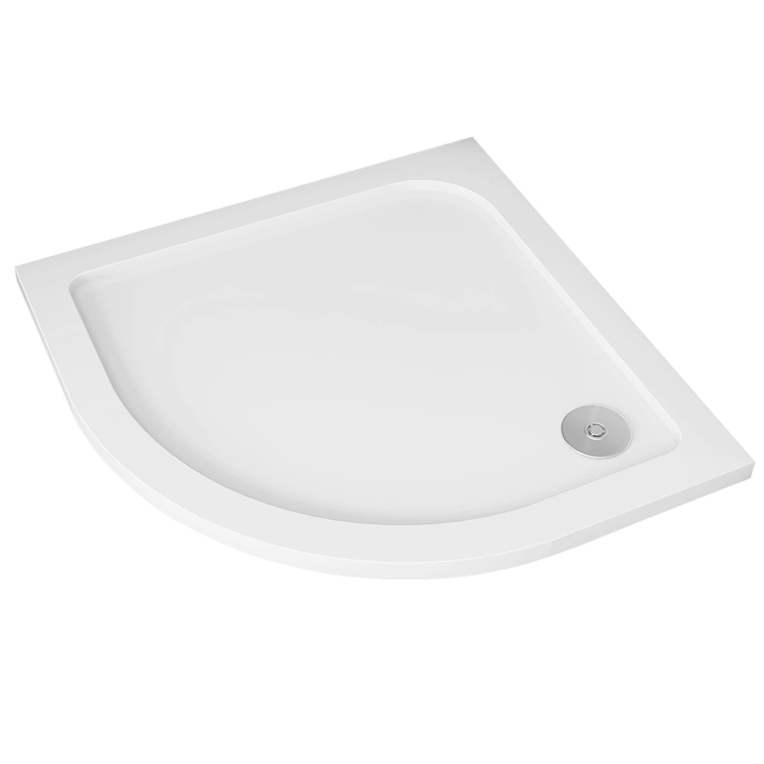 CERANO - Sprchová vanička z litého mramoru čtvrtkruhová Piato - bílá matná - 100x100x3 cm