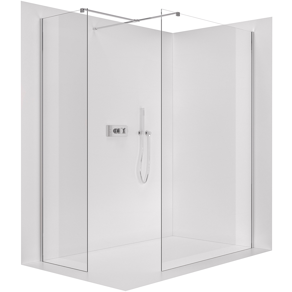CERANO - Sprchová zástěna Walk-in Onyx T L/P - 8 mm - hranatá vzpěra - chrom, transparentní sklo - 150x130x200 cm
