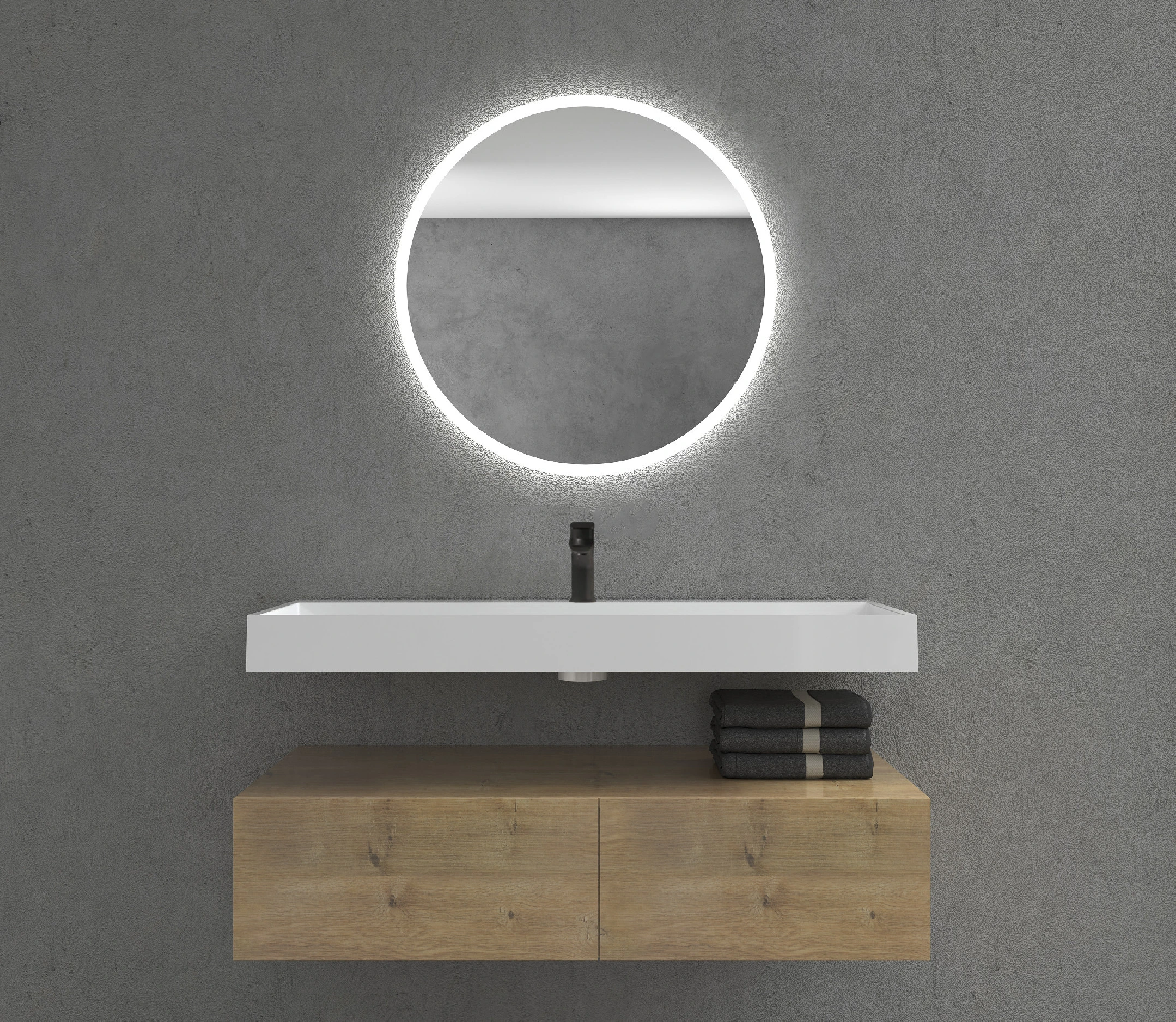 CERANO - Umyvadlo z litého mramoru Vita - nástěnné i na desku - otvor pro baterii - bílá matná - 100x46 cm