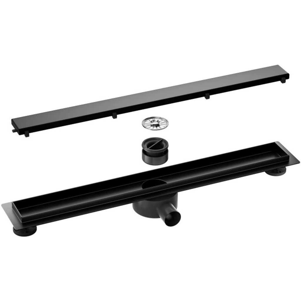 CERANO - Sprchový odtokový žlab, sifon otočný 360° - design 2v1 - nerez - DN40 - černá matná - 94 cm