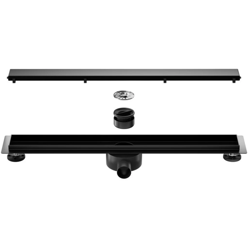 CERANO - Sprchový odtokový žlab, sifon otočný 360° - design 2v1 - nerez - DN40 - černá matná - 94 cm
