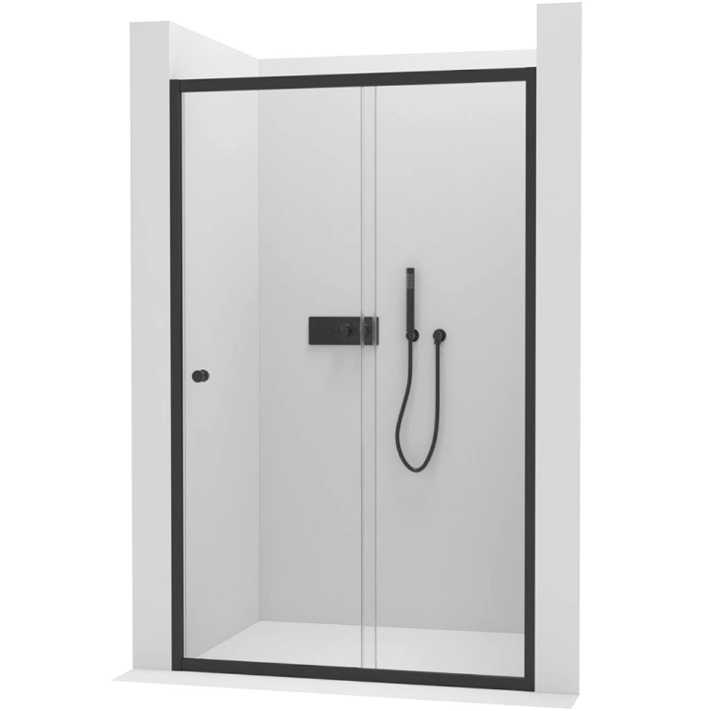 CERANO - Sprchové posuvné dveře Varone POINT L/P - 6 mm - černá matná, transparentní sklo - 160x195 cm