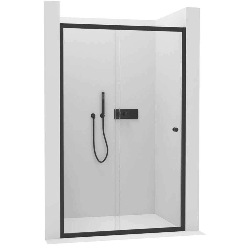 CERANO - Sprchové posuvné dveře Varone POINT L/P - 6 mm - černá matná, transparentní sklo - 160x195 cm