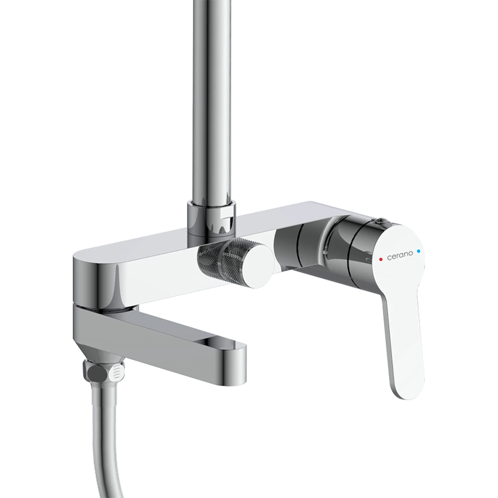 CERANO - Sprchový nástěnný sloup Velea - vanová otoná baterie - chrom - 78-123 cm