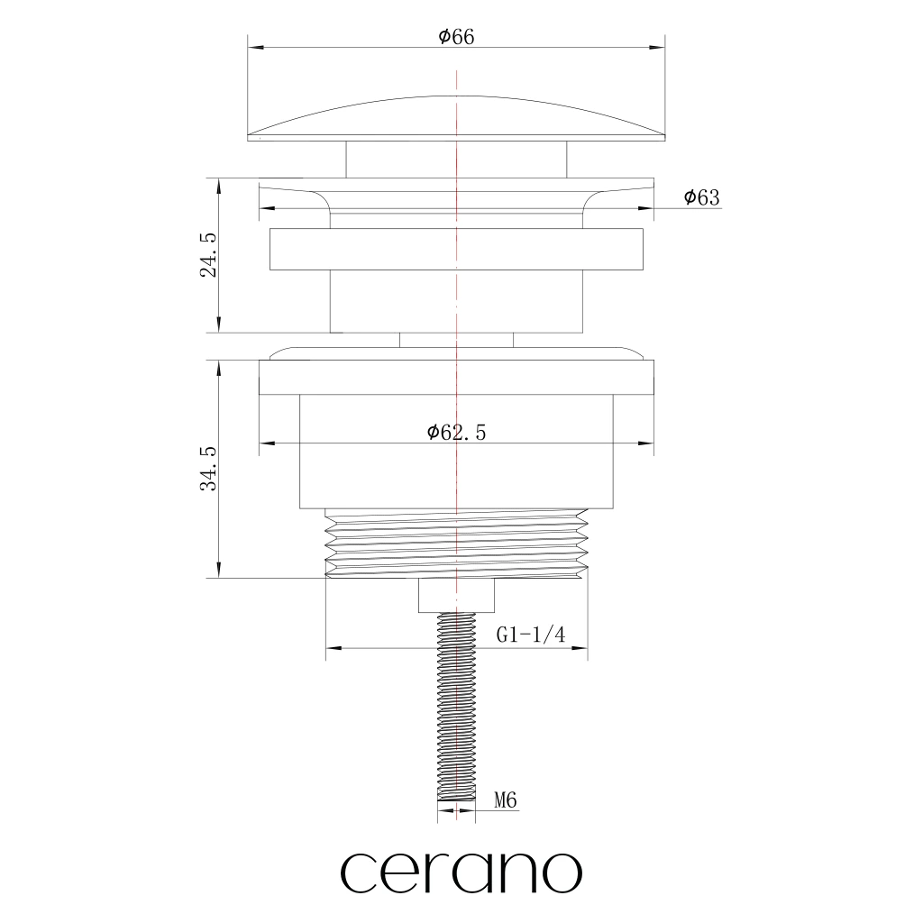 CERANO - Umyvadlová výpusť - 5/4“ - click-clack - univerzální - chrom